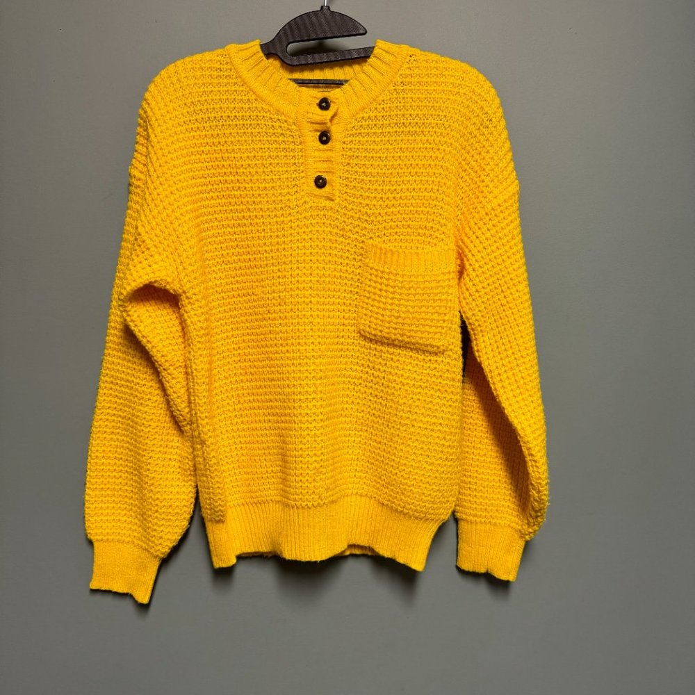 Vintage StitchWorks Sweater Yellow 90s Elaine Seinfeld‎ Knit Grannycore Size M